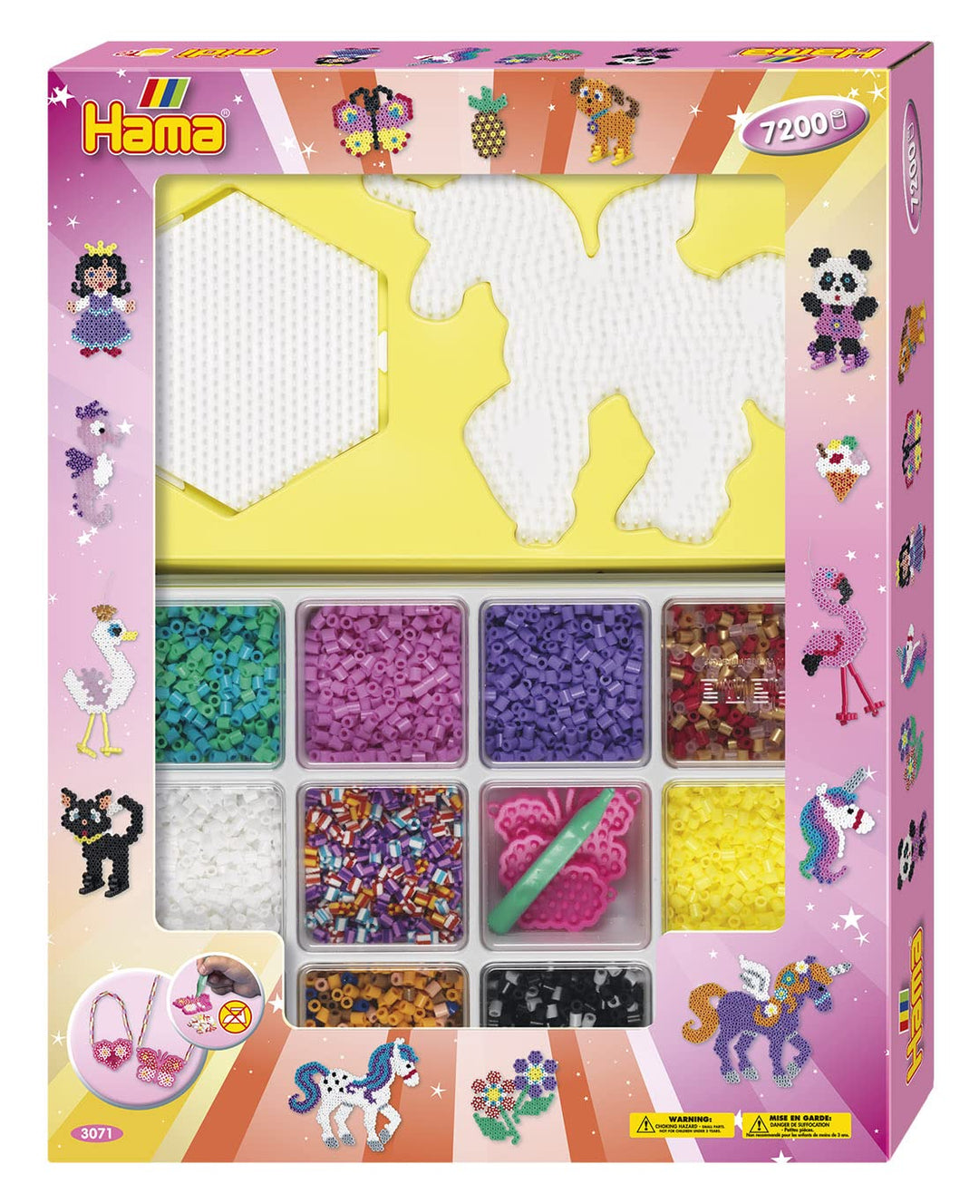 Hama Perlen 3071 Geschenk-Set mit Box mit ca. 7.200 bunten Midi Bügelperlen mit Durchmesser 5 mm, Mo