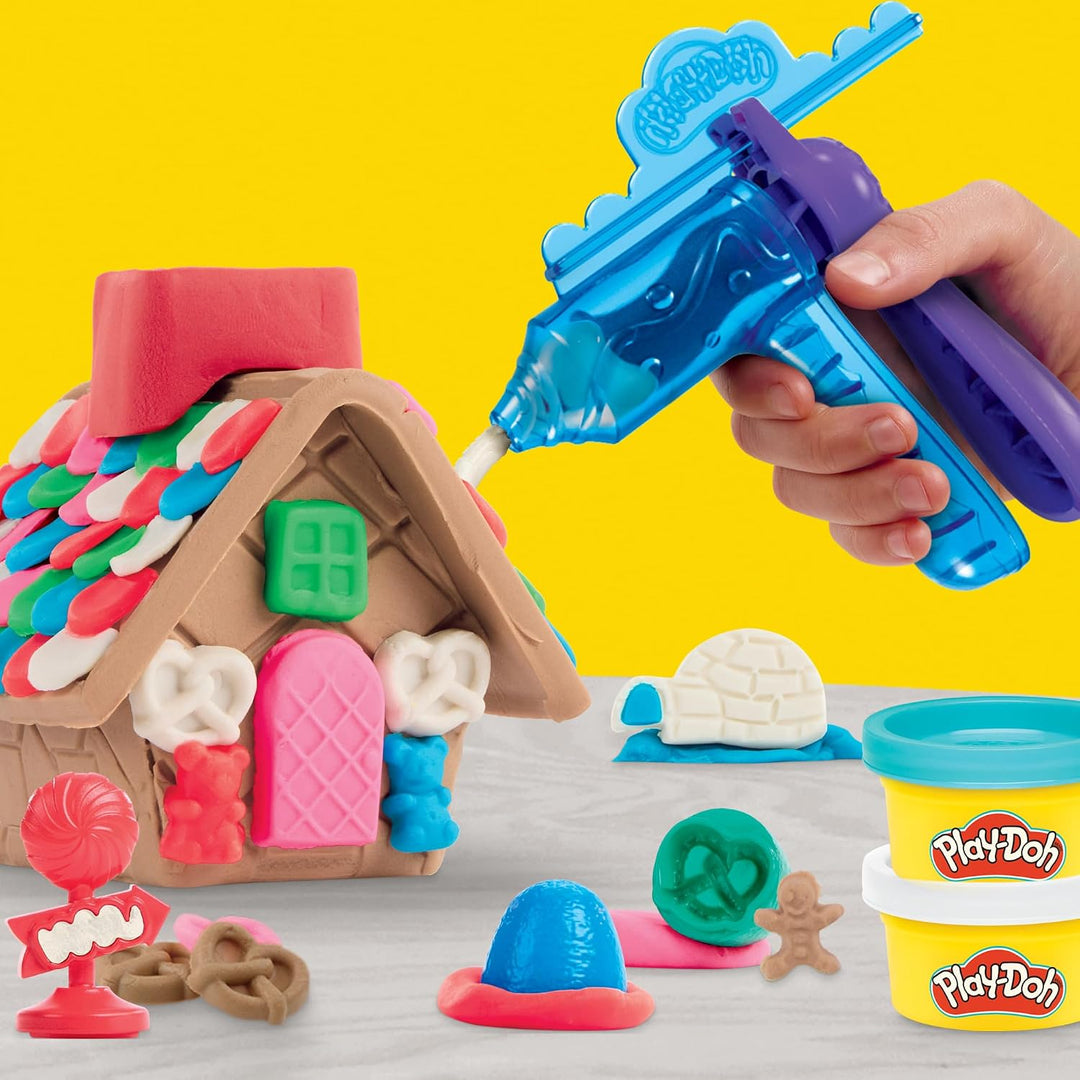 Play-Doh Builder Mini Lebkuchenhaus, Bauset zum Kneten &amp; Spielen, Set für alle Jahreszeiten mit 8 Do