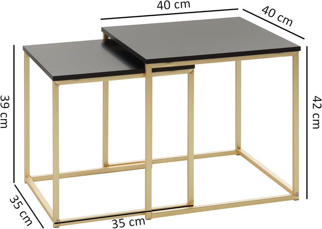 FineBuy Satztisch CHUR Beistelltisch MDF/Metall | Couchtisch Set aus 2 Tischen | Kleiner Wohnzimmert