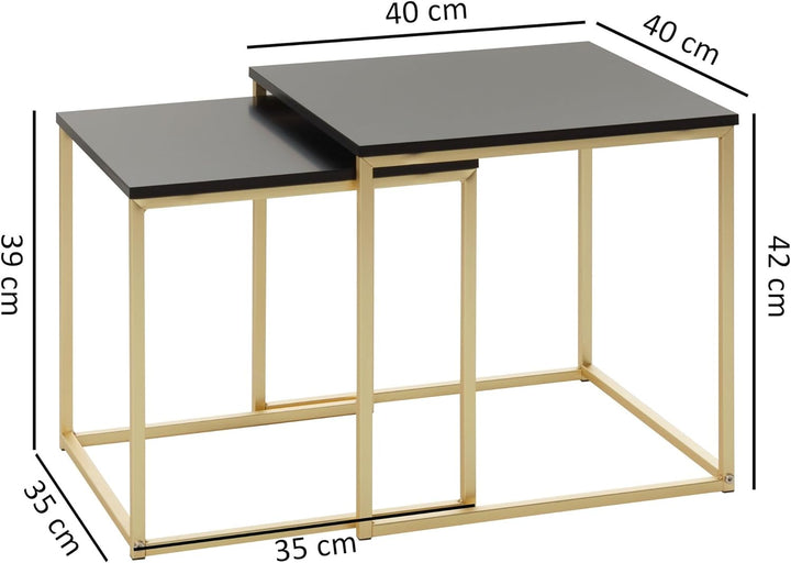FineBuy Satztisch CHUR Beistelltisch MDF/Metall | Couchtisch Set aus 2 Tischen | Kleiner Wohnzimmert