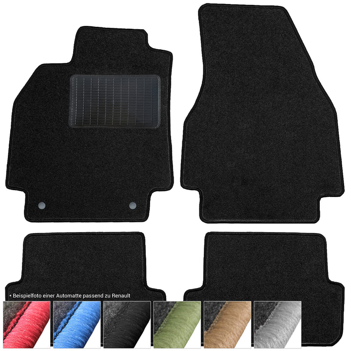moto-MOLTICO Fussmatten Auto Velours Autoteppiche Schwarz Automatten Set 4-teilig passend für Renaul