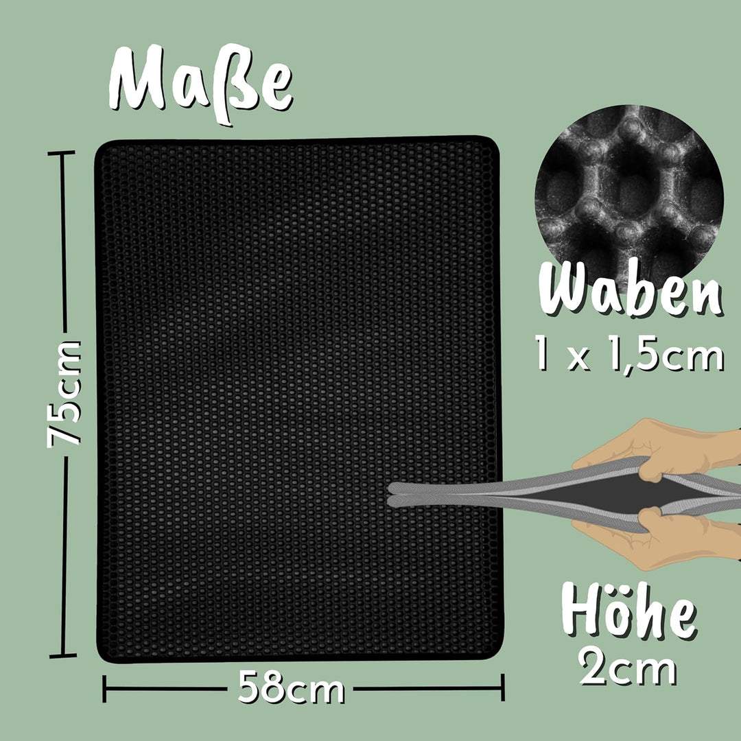 Fellou Katzenklo Matte 75x58 cm | XXL Matte Katzentoilette | perfekte Katzenstreu Matte für die saub