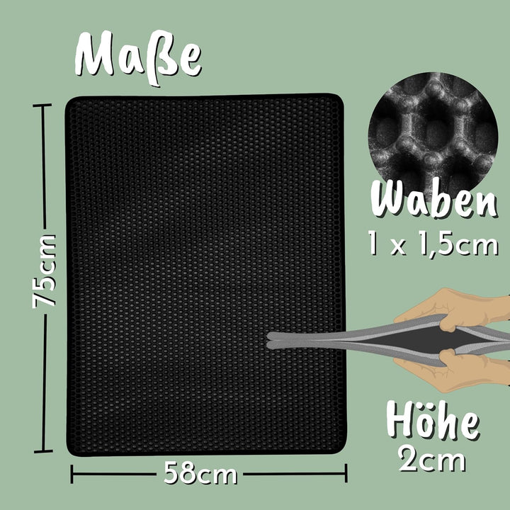 Fellou Katzenklo Matte 75x58 cm | XXL Matte Katzentoilette | perfekte Katzenstreu Matte für die saub