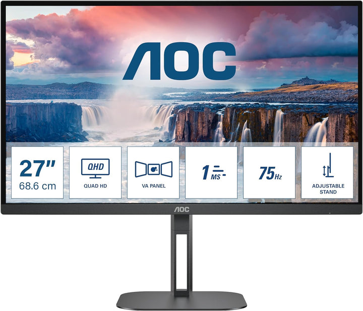 AOC Q27V5N - 27 Zoll QHD Monitor, Lautsprecher, höhenverstellbar (2560x1440, 75 Hz, DisplayPort, HDM