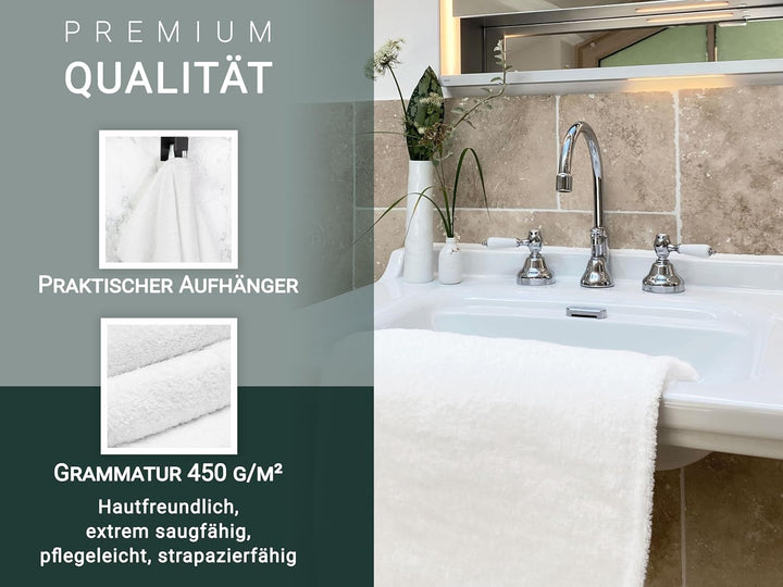 ZOLLNER 10er Set Handtücher, Badhandtücher, 50x100 cm, Baumwolle, weiss Weiss 10er Set, Weiss 10er S