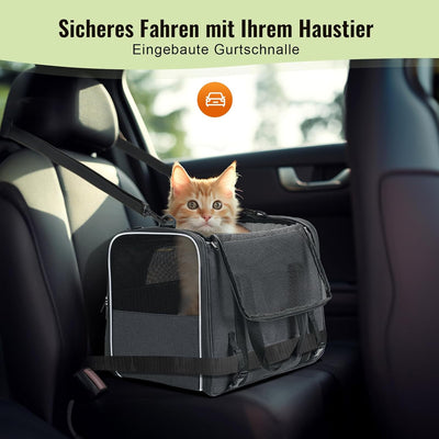 Morpilot Katzentransportbox für grosse Katzen und Welpen bis 7kg, Katzenbox Hundetasche mit Sicherhe