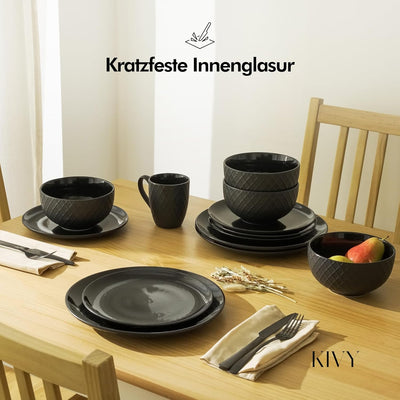 KIVY Tassen Set 6er x 400ml - Grosse Kaffeetassen Set 6er - Kaffeetasse gross - Teetassen Set - Schw