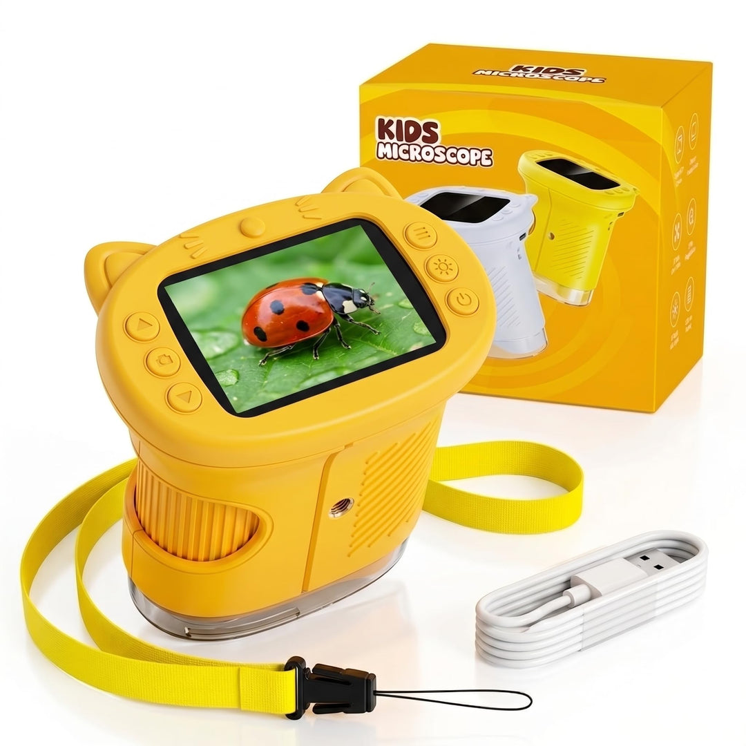 Mikroskop für Kinder, 1000X 4K Tragbares Digitales Mikroskop mit 2,4″ IPS-Display & 8 LED, USB-aufla