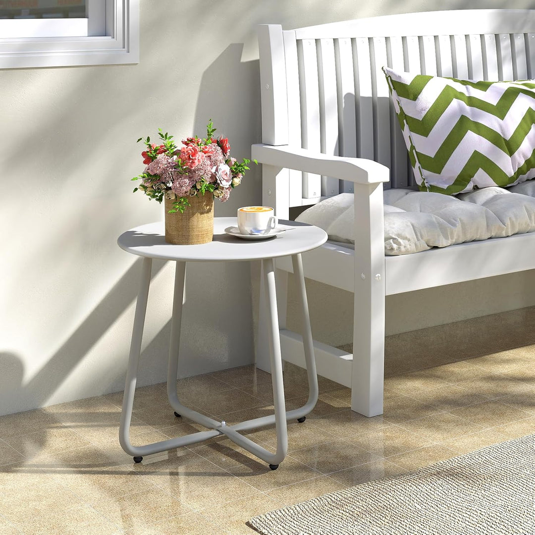 HollyHOME Beistelltisch Outdoor Gartentisch Balkontisch, Runder Patio Beistelltisch Kaffeetische Nac