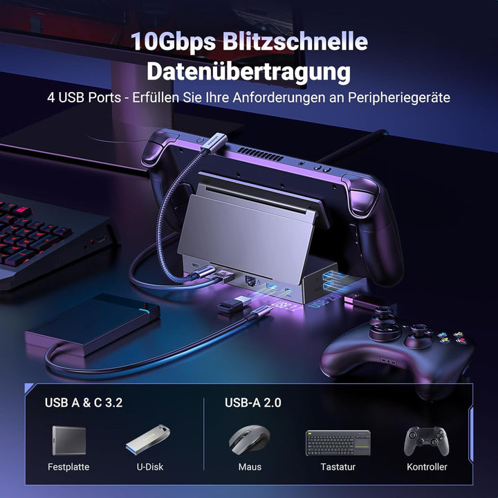 UGREEN Steam Deck Dock 9-in-1 Dockingstation 4K@60Hz HDMI 10Gbps USB Ports Verstellbarer Ständer Kom