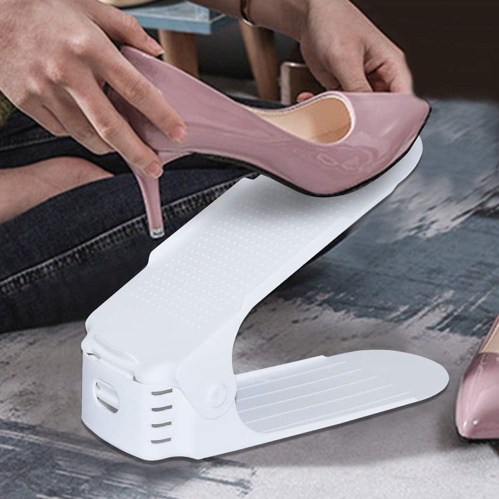 LARS360 Schuhstapler Set, 30 Stück Schuhhalter, Verstellbare Schuhregale aus weissem Kunststoff, Sch