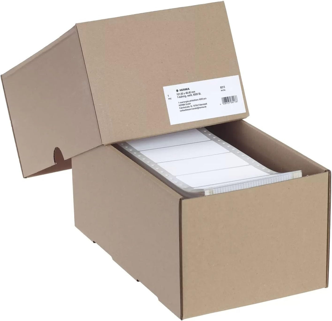 HERMA 8213 Computeretiketten endlos, 101,6 x 48,4 mm, 1-bahnig, 6000 Aufkleber, selbstklebend, Endlo