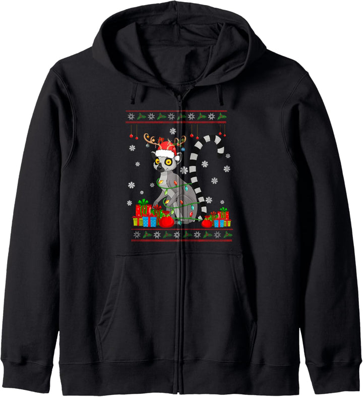 Santa Reindeer Lemur Christmas Animal Matching Family Kids Kapuzenjacke