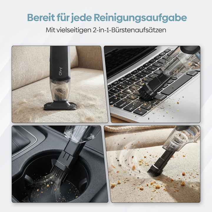 Olvy Leistungsstarker, kabelloser Handstaubsauger mit 2 Geschwindigkeitsstufen für Tierhaare, Mini-S