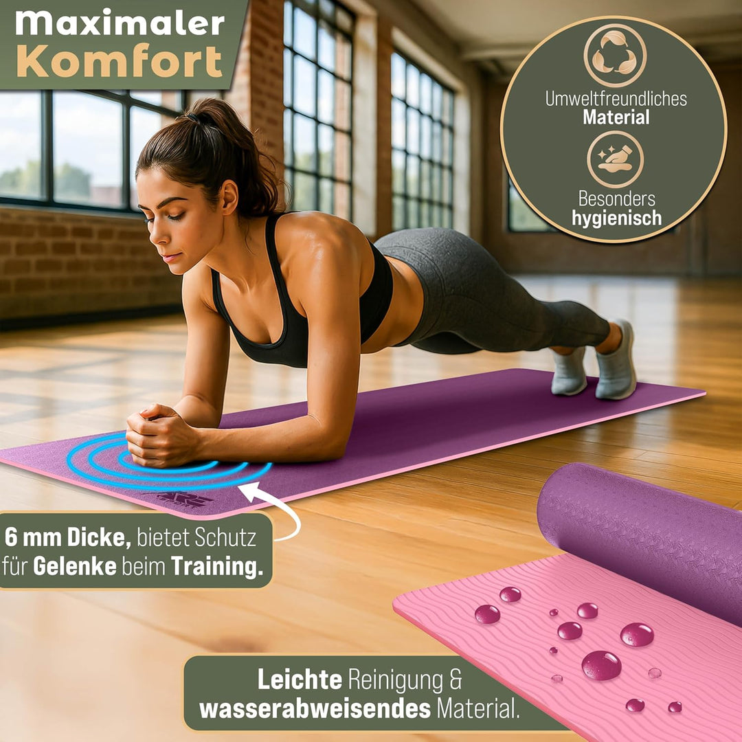 RE:SPORT Yogamatte Phthalatfrei | Gymnastikmatte rutschfest | Fitnessmatte schadstofffrei | Training