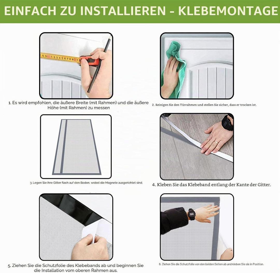 Risareyi Seitliche Öffnung Magnet Fliegengitter Balkontür 150x205cm Schwarz