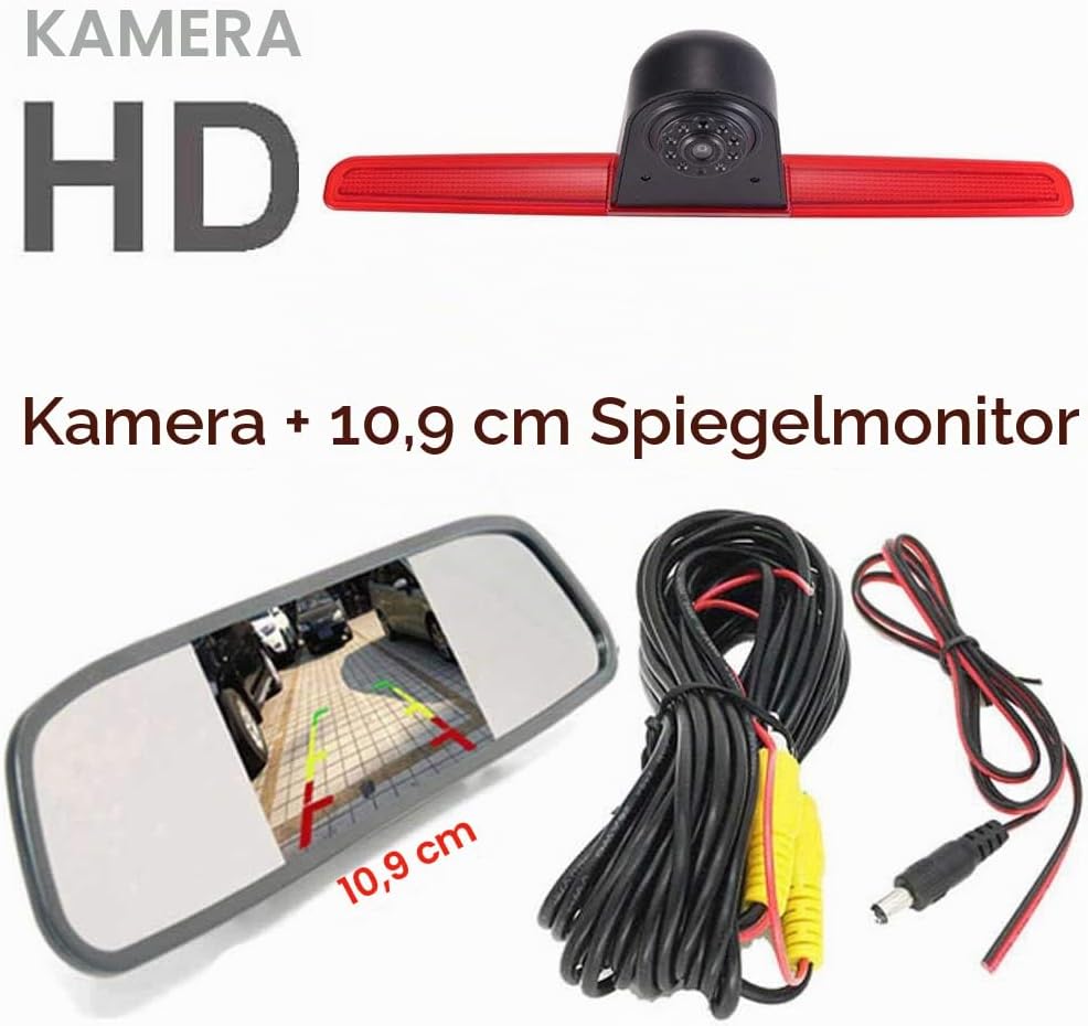 Wasserdicht Einparkkamera Einparkhilfe Farbkamera Bremsleuchte Kamera Bremslicht Rückfahrkamera+ 4.3