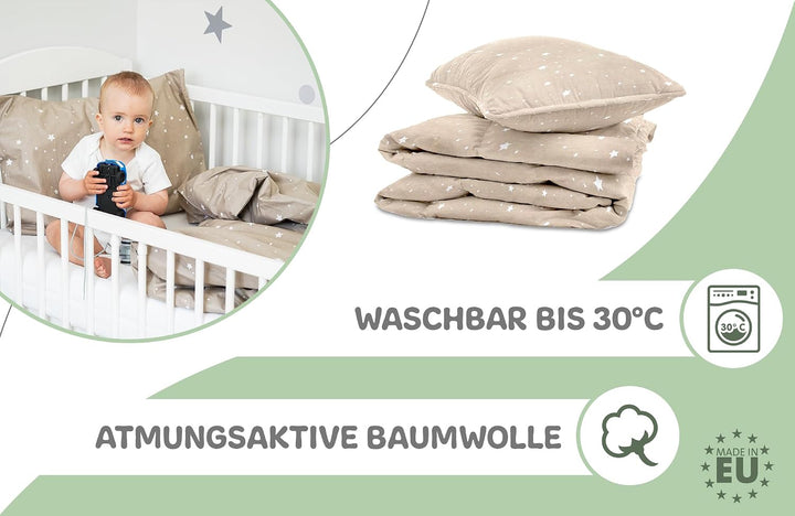 Kinderbettwäsche Baby Bettwäsche 90x120cm aus Baumwolle - Kinder Set von Duvet Cover und Kissenbezug