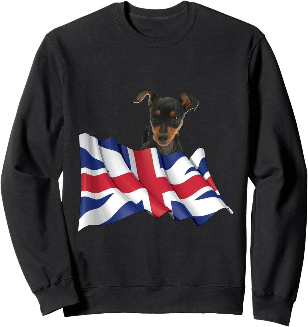 Union Jack Flag Dog Miniature Pinscher Sweatshirt