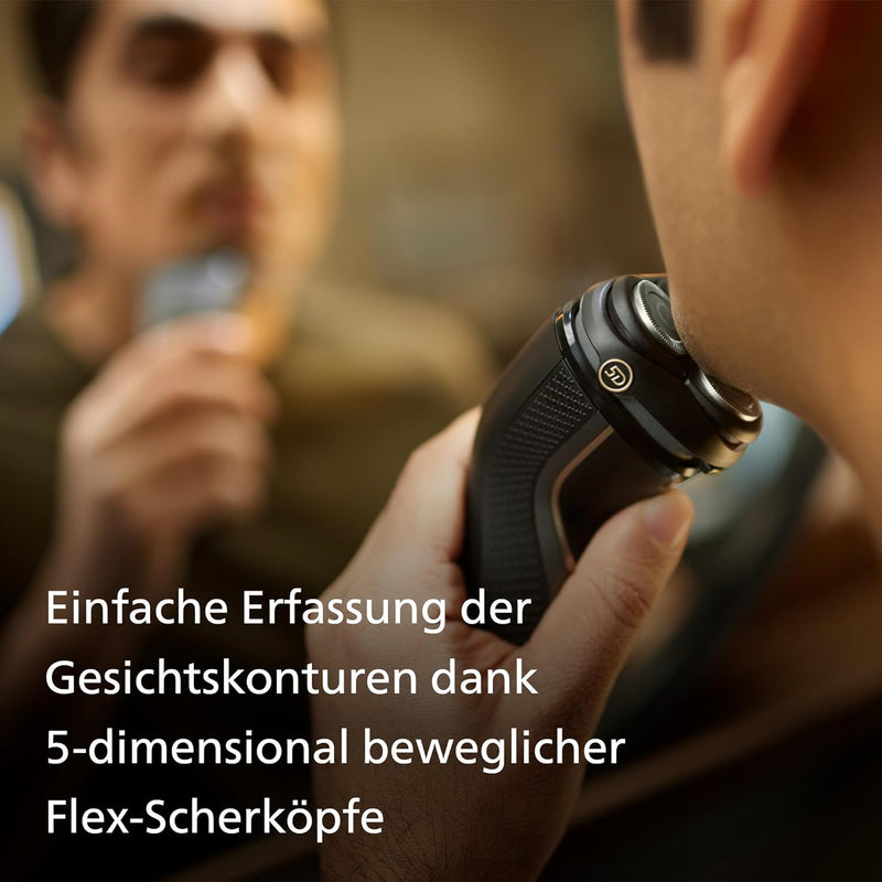 Philips Shaver Series 3000 – Elektrischer Nass- und Trockenrasierer für Männer in Schwarz, mit SkinP