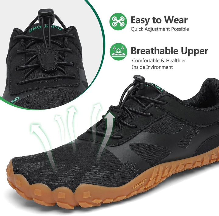 SAGUARO Unisex Barfussschuhe Outdoor Zehenschuhe Traillaufschuhe 39 EU Schwarzbraun, 39 EU Schwarzbr
