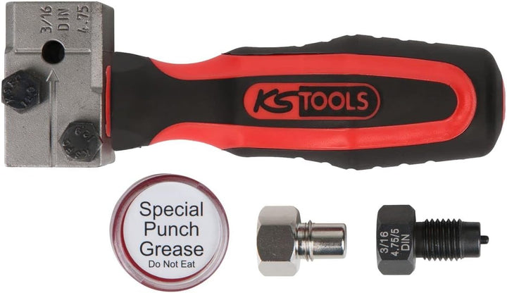 KS Tools 122.1215 FLAREFIXeco 4,75 mm Universal-Bremsleitungs-Bördelgerät-Satz, 4-tlg Single, Single