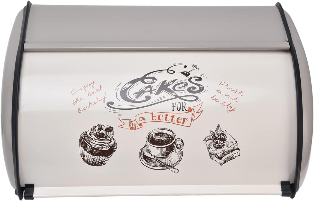 Natudeco Grosser Brotkasten, Brot-Organizer, Cupcake-Spender, Metall-Brothalter Mit Rolldeckel-Tür,