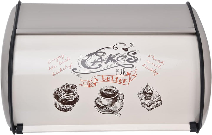Natudeco Grosser Brotkasten, Brot-Organizer, Cupcake-Spender, Metall-Brothalter Mit Rolldeckel-Tür,