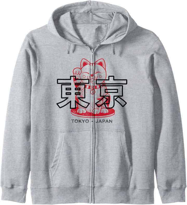Maneki Neko Shirt Japanische Glückskatze Anime Tokyo Japan Kapuzenjacke