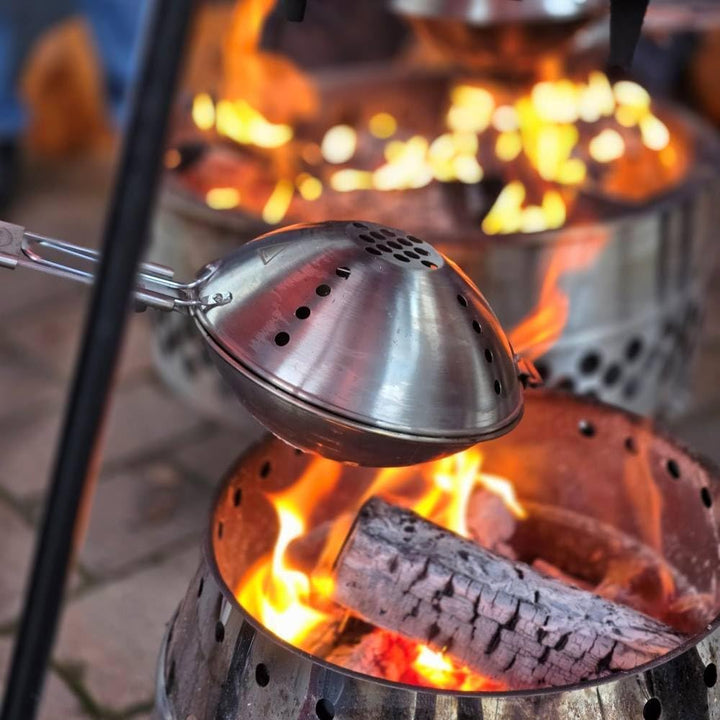 Petromax Popcornmaker für Lagerfeuer & Feuerstelle – Manuelle Popcornpfanne aus Metall mit Siebsyste