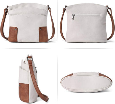 CLUCI Umhängetasche Damen Klein Crossbody Clutch Handytasche mit Geldbörse Beige mit Braun 5-beige m