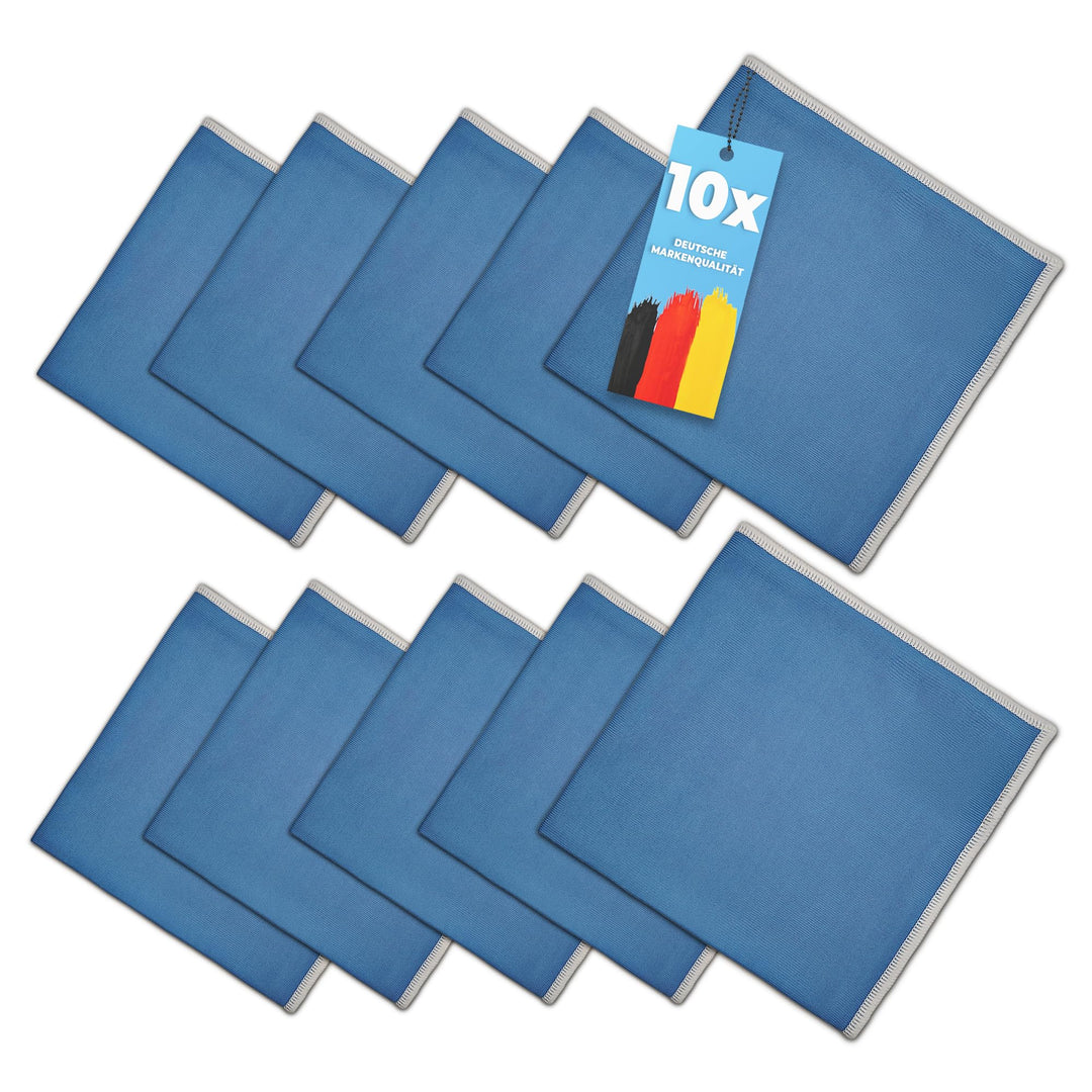 10X Microfaser Glastuch 40x40cm f. Nass- und Trockenreinigung von glatten Oberflächen | Fenstertuch