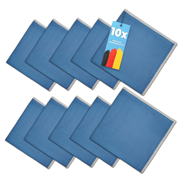10X Microfaser Glastuch 40x40cm f. Nass- und Trockenreinigung von glatten Oberflächen | Fenstertuch