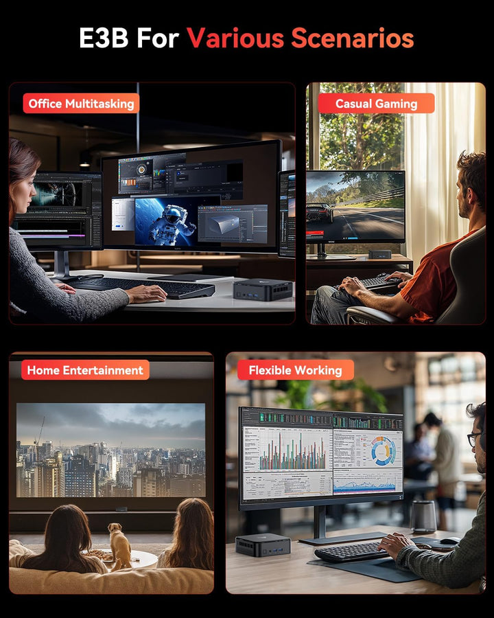 NiPoGi E3B Mini PC АMD Ryzen 5 7430U(Bis zu 4,3GHz) 16GB DDR4 512GB M.2 SSD, Mini Desktop Computer m