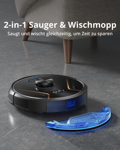 eufy Saugroboter mit Wischfunktion, RoboVac X8 Hybrid, 2X 2000Pa Saugleistung, iPath Lasernavigation