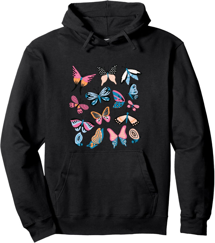 Summer Women's fashion color butterfly graphic Pullover Hoodie
