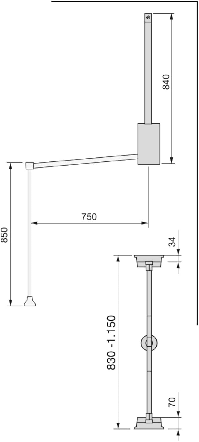 Emuca - Kleiderlift für Schrank, Ausziehbarer Kleiderlift 830-1150mm Breite, Schrankinnenseiten Mont