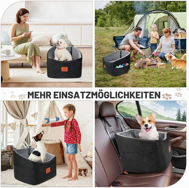 Hunde Autositz für Kleine/Mittlere Hunde, Memory-Schaum Erhöhter Hundesitz Auto, Abnehmbar & Waschba
