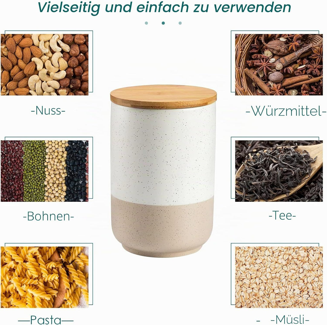 vancasso Vorratsdosen Keramik mit Luftdichten Deckel, Vorratsbehälter 2200 ml/ 1120 ml/ 550 ml, Daue