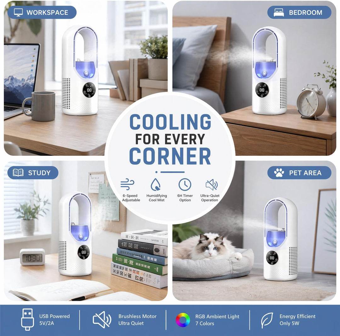 Tragbarer Klimaanlagenventilator, leiser Klimaanlagenventilator mit 6 Geschwindigkeiten, Mini-Ventil