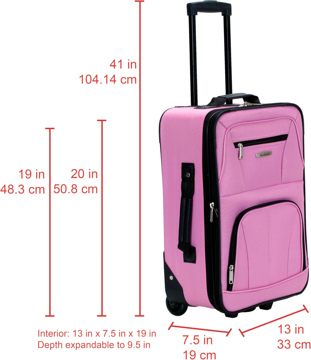 Rockland Fashion Softside Gepäck-Set, aufrecht stehend, Rose, Einheitsgrösse, Fashion Softside Gepäc