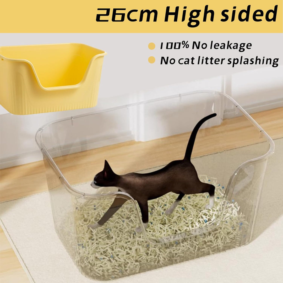 Vealind Offen Katzenklo XL, Katzentoilette Hoher Rand, 55x40x26cm Gross Katzenklo, katzentoiletten E