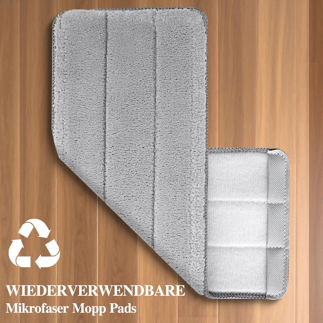 MASTERTOP Bodenwischer, Flach Mopp mit Eimer und 6 Mikrofaser Wischpads, Wischmopp und Putzeimer Set