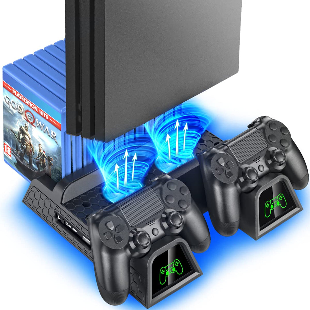 OIVO PS4 Lüfter, PS4 Kühler, PS4 Standfuss mit PS4 Controller Ladestation für Playstation 4/PS4 Pro/