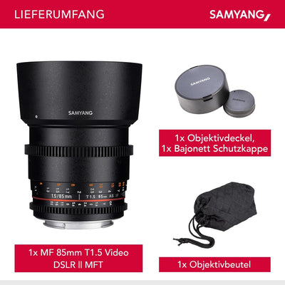 Samyang 7818 1,5/85mm Objektiv Video DSLR II MFT manueller Fokus Videoobjektiv 0,8 Zahnkranz Gear, P