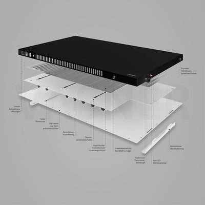 VASNER Konvi Schwarz Hybrid Infrarotheizung – Hybridheizung mit Thermostat, 600-1200 Watt, Heizung e