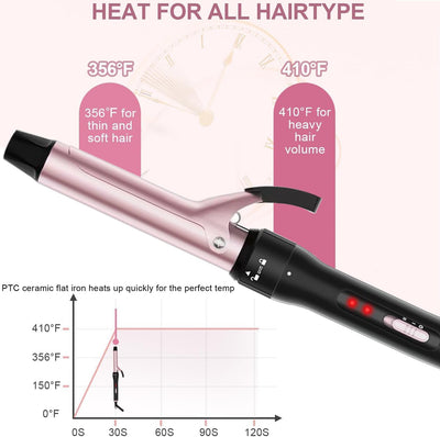 Lockenstab Set 3 in 1, DSGKUU Lockenstäbe mit Thermal Brush und Keramik Lockeneisen, Lockeneisen mit