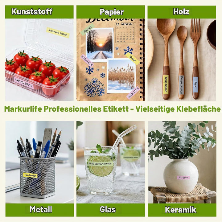 Markurlife 6x 12mm Farbig Schriftband Ersatz für Brother P-Touch Bänder Silber/Pastell-Lila/Pastell-