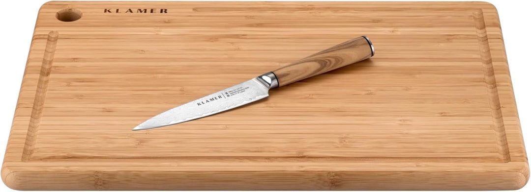 KLAMER Damast Allzweckmesser 12,7cm, scharfes Küchenmesser, Profi Kochmesser aus japanischem Stahl A