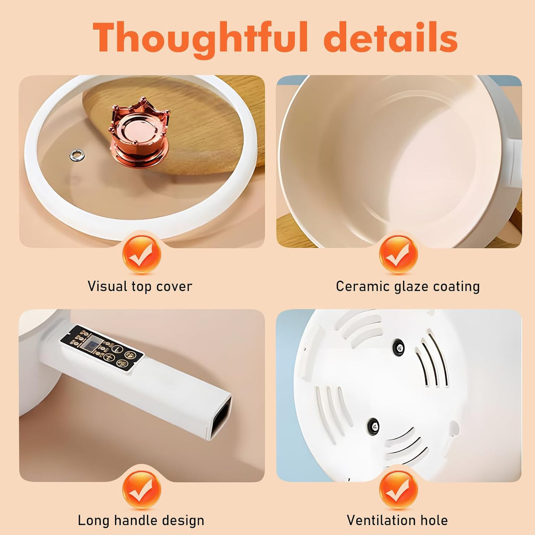 Elektrische Hot Pot Topf Mit Dampfgarer, Elektrischer Hot Pot 1,6 L, Mini Antihaft Multikocher, Anti